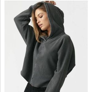 Joah Brown Cocoon Crop Hoodie Gray Sz S/M